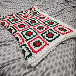 Afghan Blanket White, Red, Green